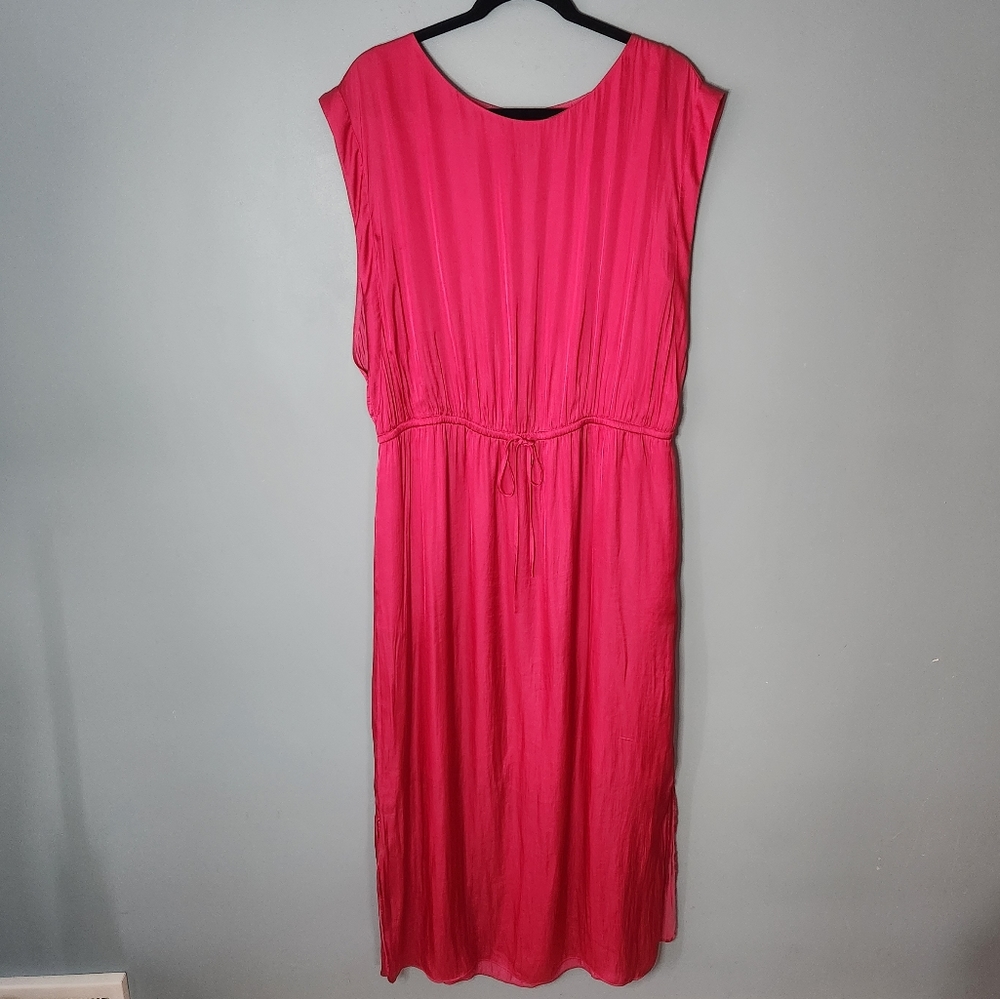 CHICO'S Fushia Tie Waist Pocketed Maxi Dress - Size 3 (16-18)